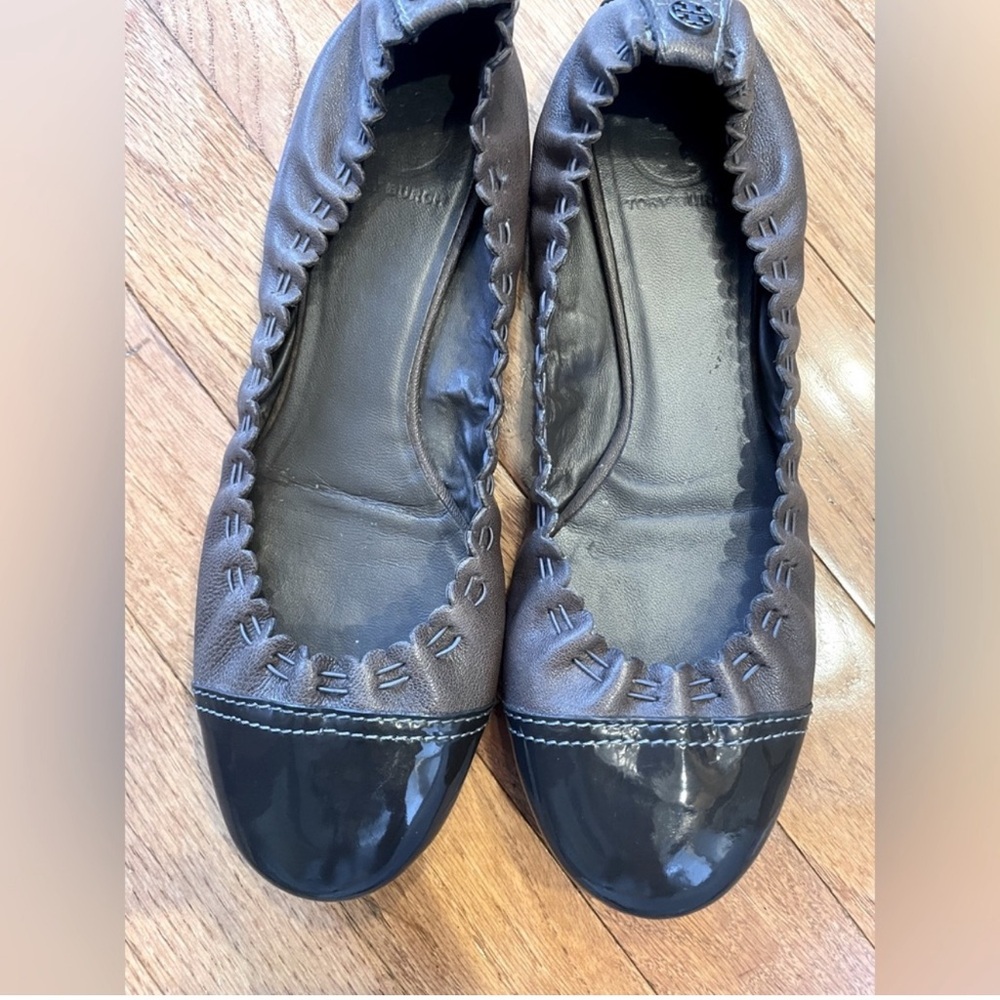 Tory Burch Black Leather Ballet Flats